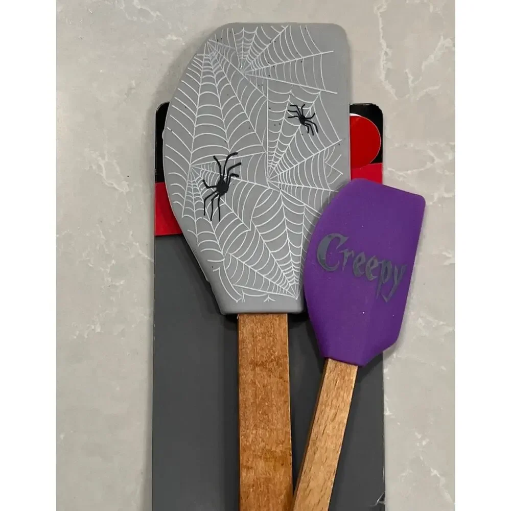 Halloween Spider Web Kitchen Set Towel Mitt Pot Holders Spatulas 6 Pc NEW